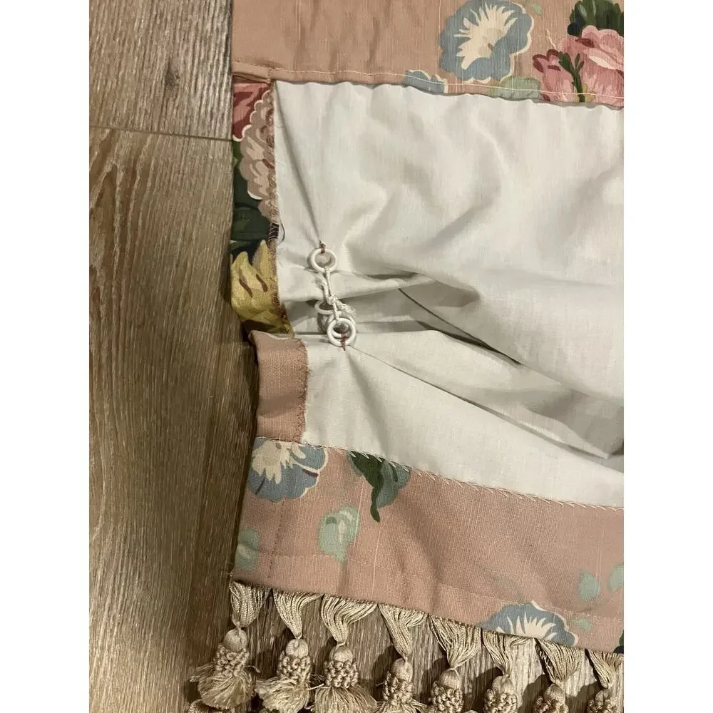 VTG Ralph Lauren Cynthia Pink Floral Valance Tassels Hand-Sewn Rings 80s RARE